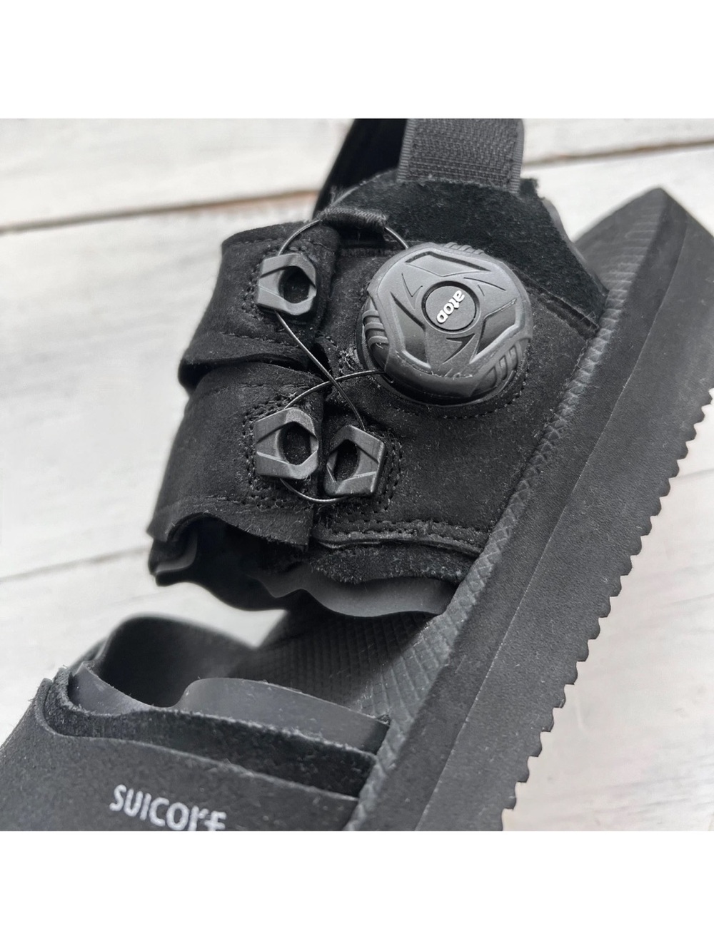 SUICOKE HAKU-ab Sandals Black Tabi Shoe Atop Dial Lacing System Split-Toe EU36.5 - Picture 8 of 12